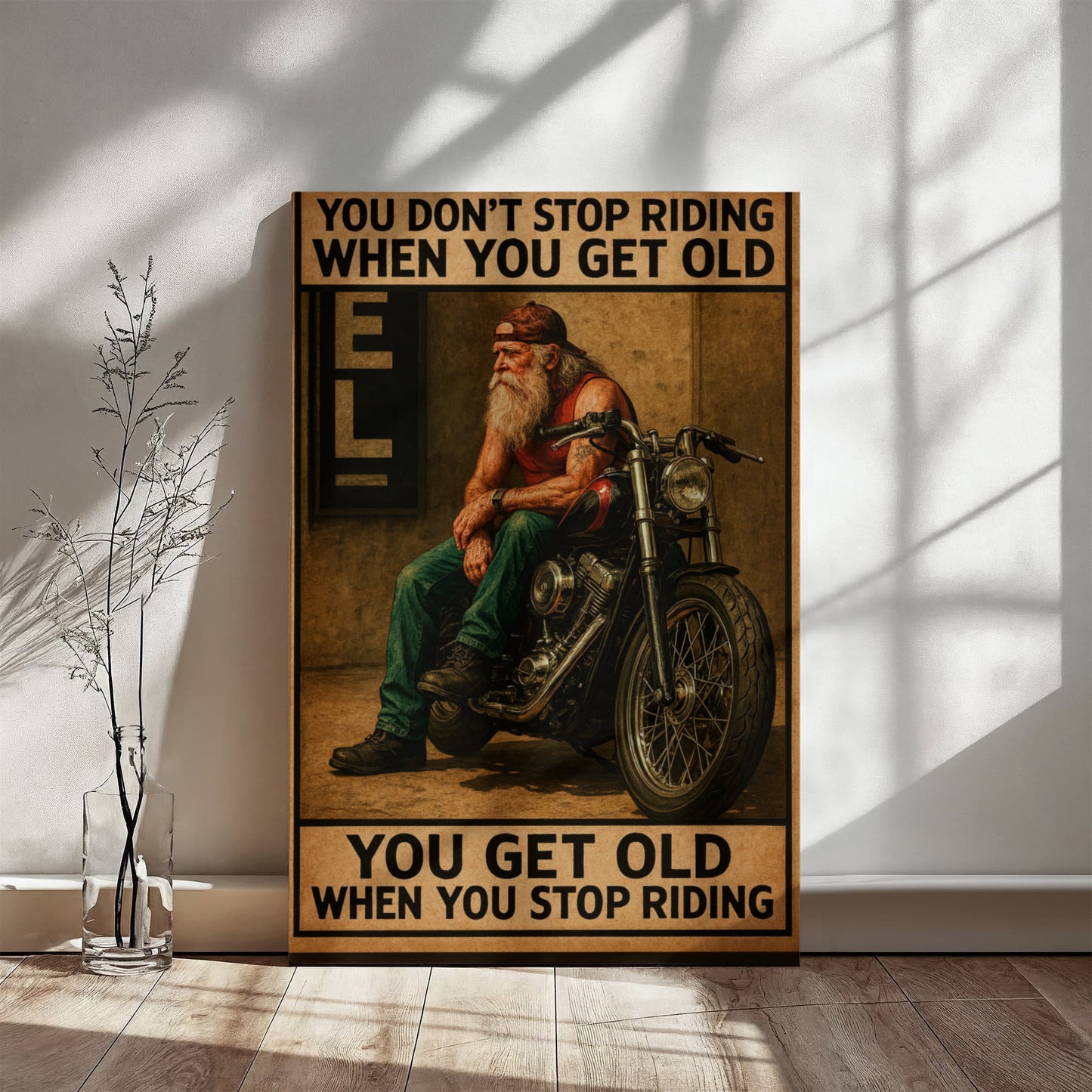 You Don’t Stop Riding – Gallery Wrapped Biker Canvas – Available in 16"x12" & 24"x16"