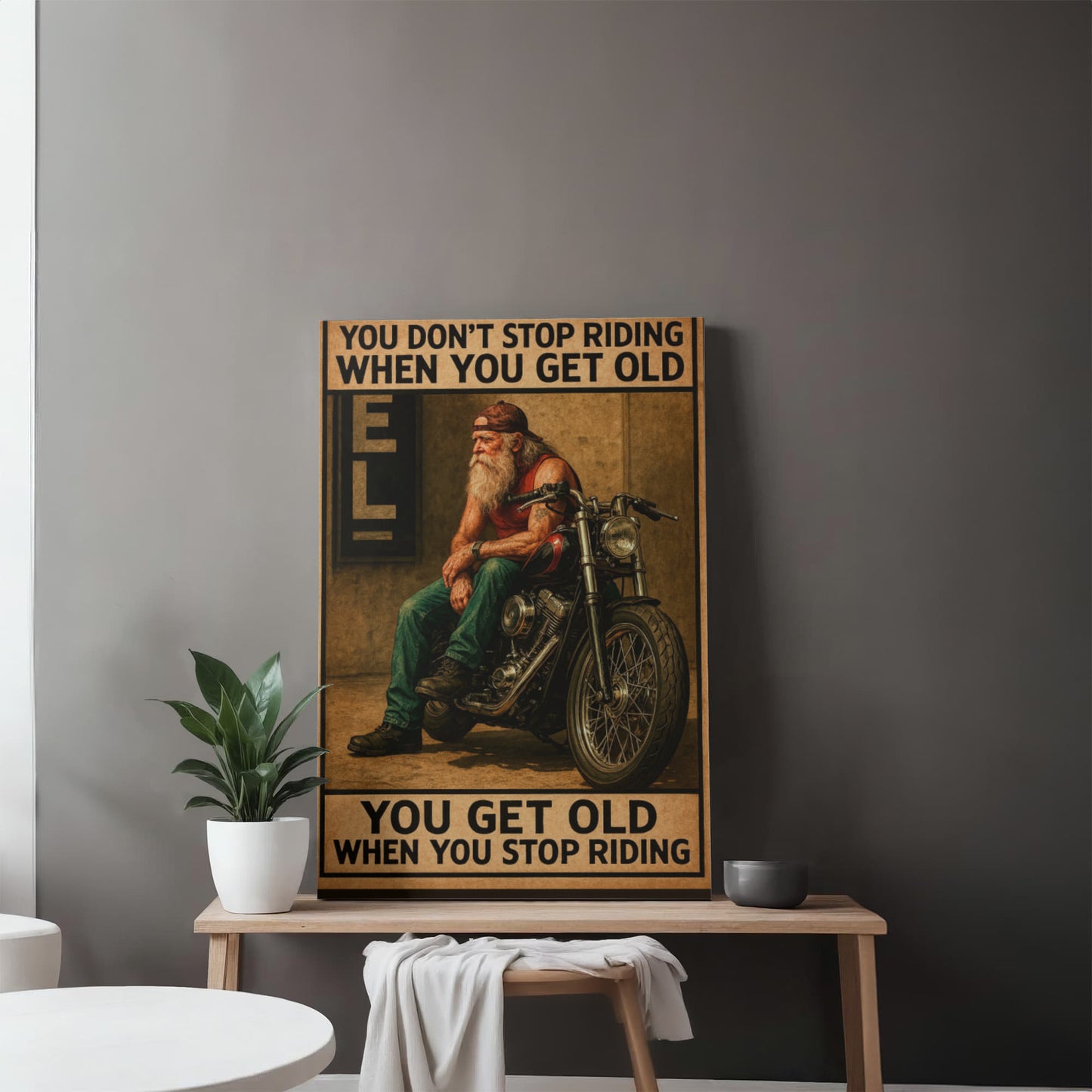 You Don’t Stop Riding – Gallery Wrapped Biker Canvas – Available in 16"x12" & 24"x16"