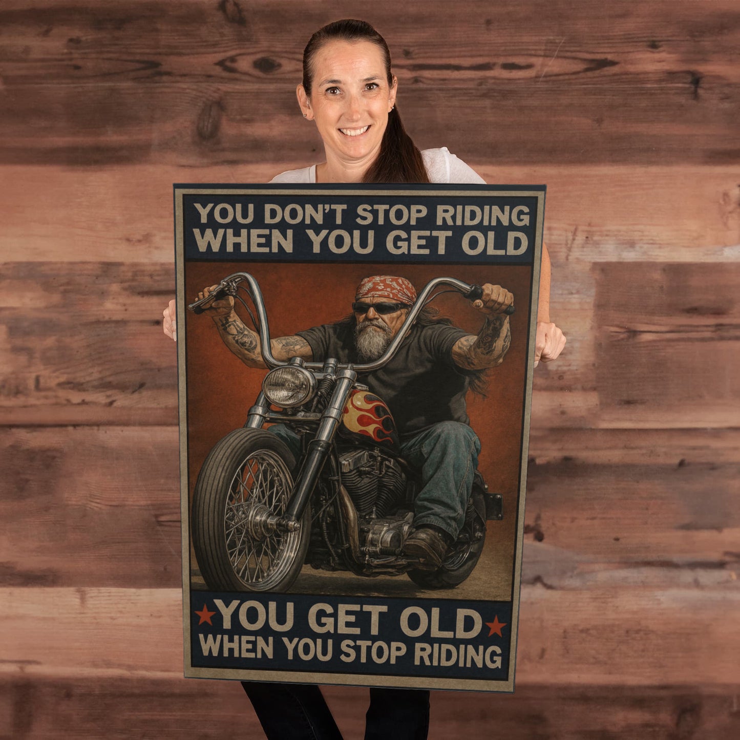 You Don’t Stop Riding – Gallery Wrapped Biker Canvas – Available in 16"x12" & 24"x16"