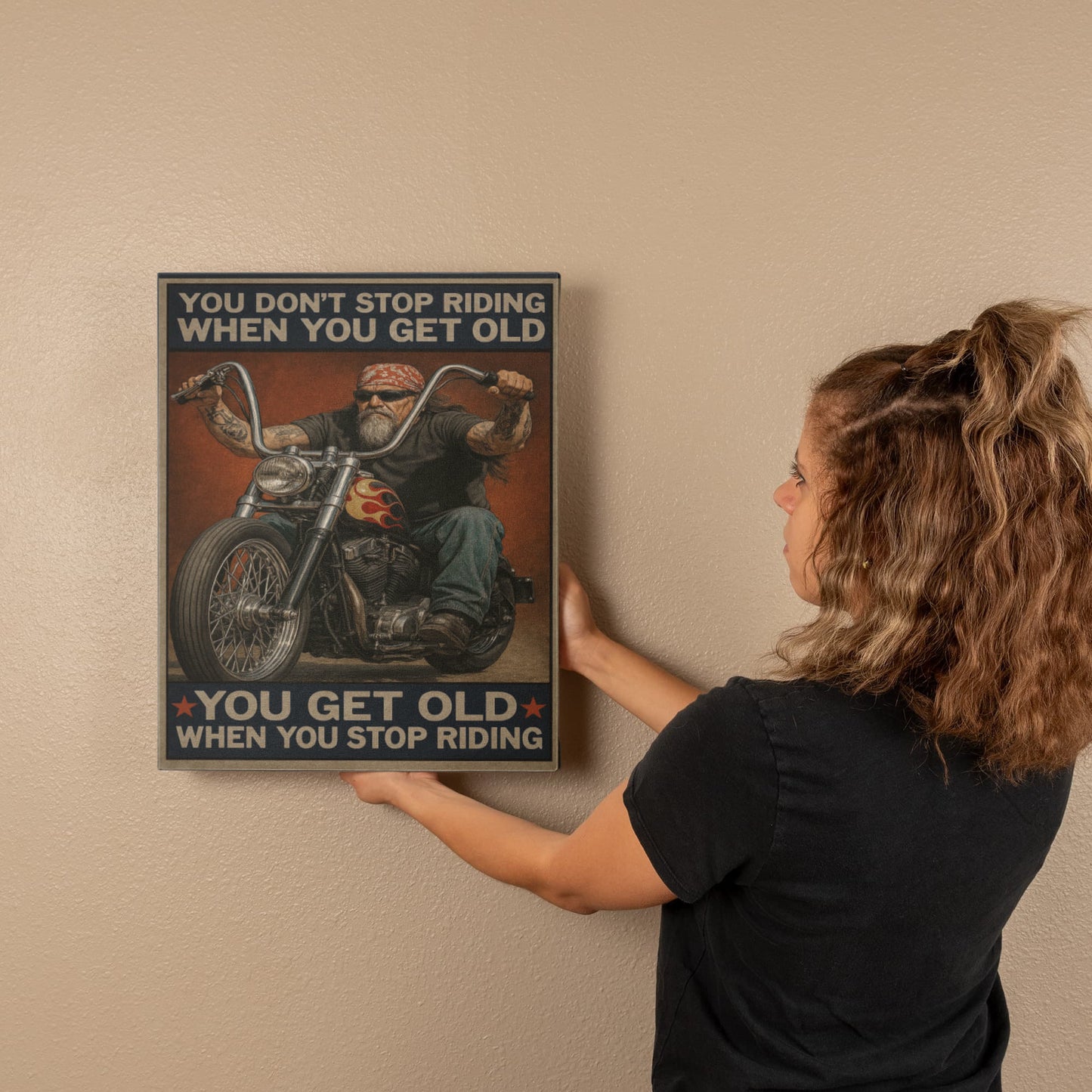 You Don’t Stop Riding – Gallery Wrapped Biker Canvas – Available in 16"x12" & 24"x16"