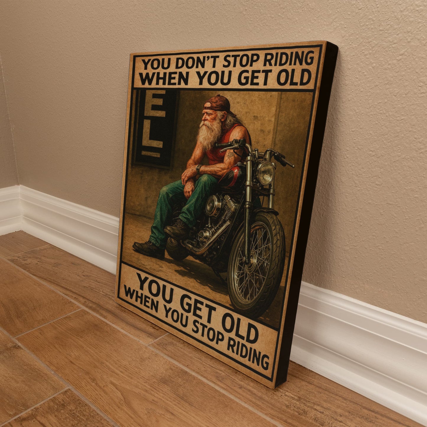 You Don’t Stop Riding – Gallery Wrapped Biker Canvas – Available in 16"x12" & 24"x16"