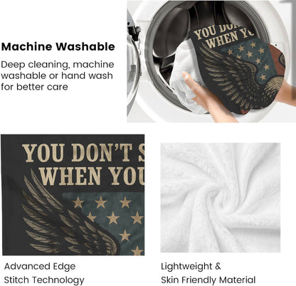 Biker Fleece Blanket – ‘You Don’t Stop Riding’ – Eagle & V-Twin Design