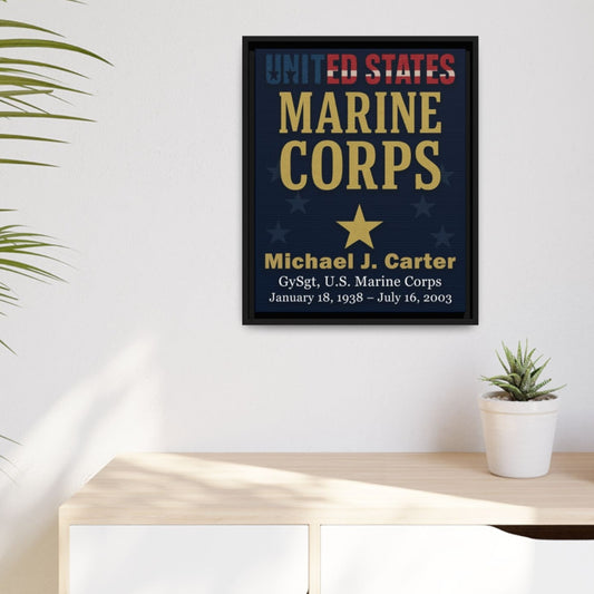 16″×20″ Veteran Tribute Canvas – Custom Name & Branch, Premium Black Wood Frame
