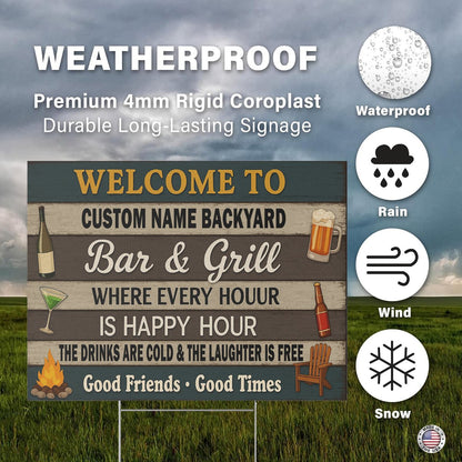 24x18 Custom Backyard Bar & Grill Sign – Double Sided