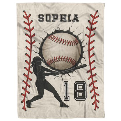Personalized Baseball Blanket – Add Name & Number