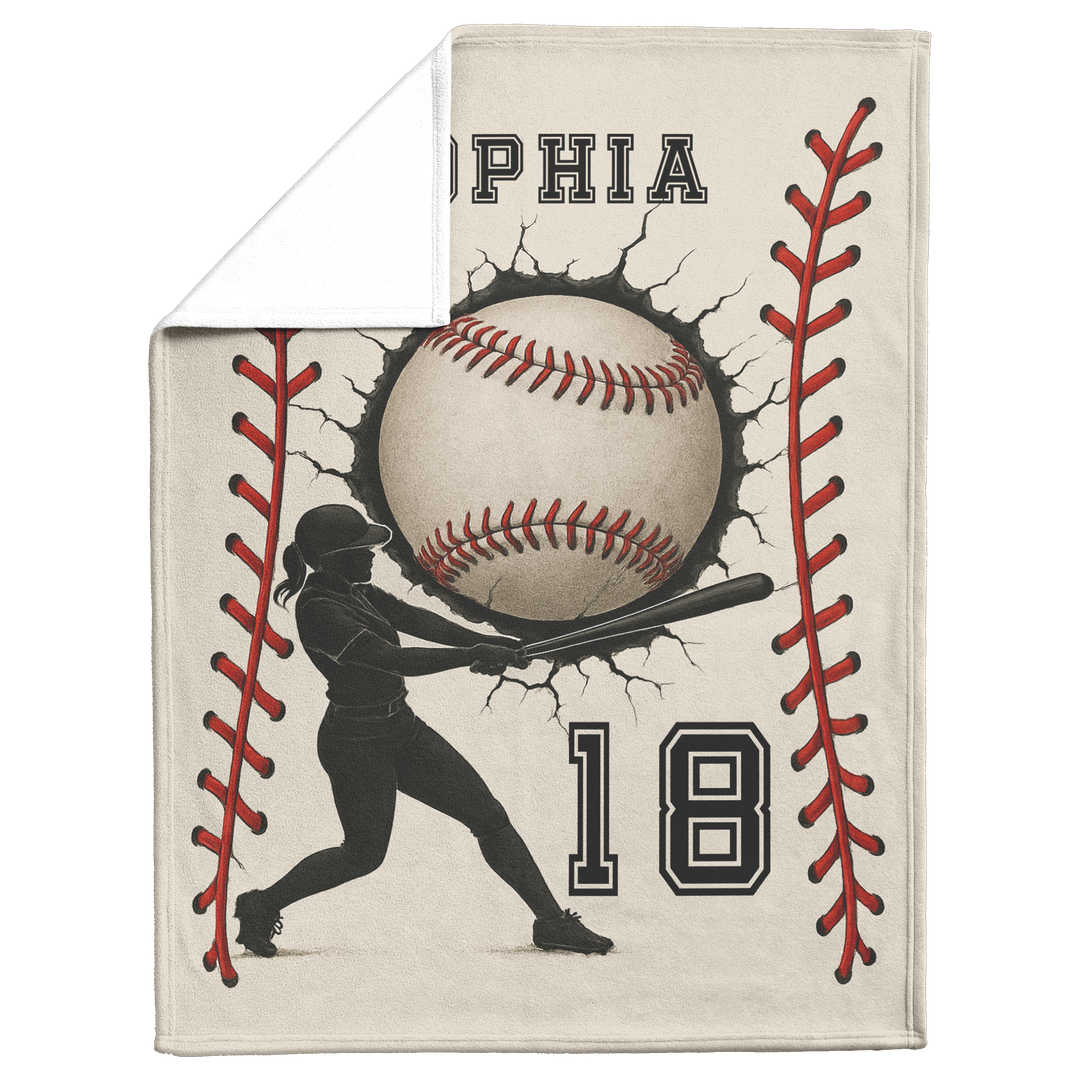 Personalized Baseball Blanket – Add Name & Number
