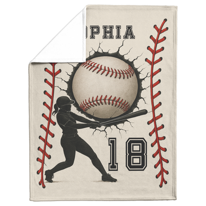 Personalized Baseball Blanket – Add Name & Number