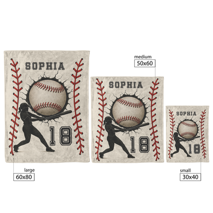 Personalized Baseball Blanket – Add Name & Number