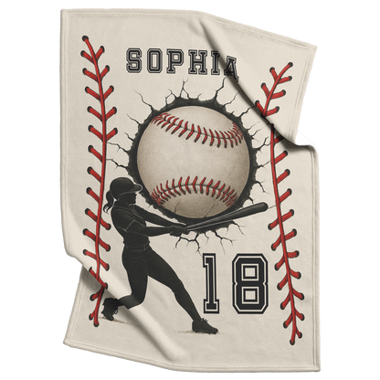 Personalized Baseball Blanket – Add Name & Number