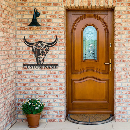 Custom Longhorn Skull Metal Sign