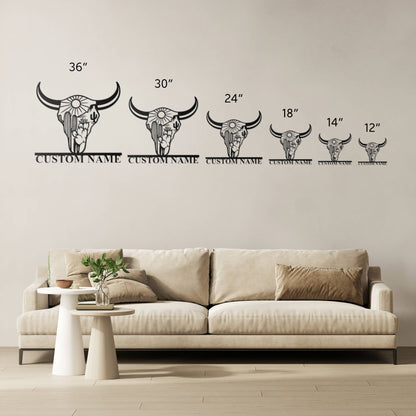 Custom Longhorn Skull Metal Sign